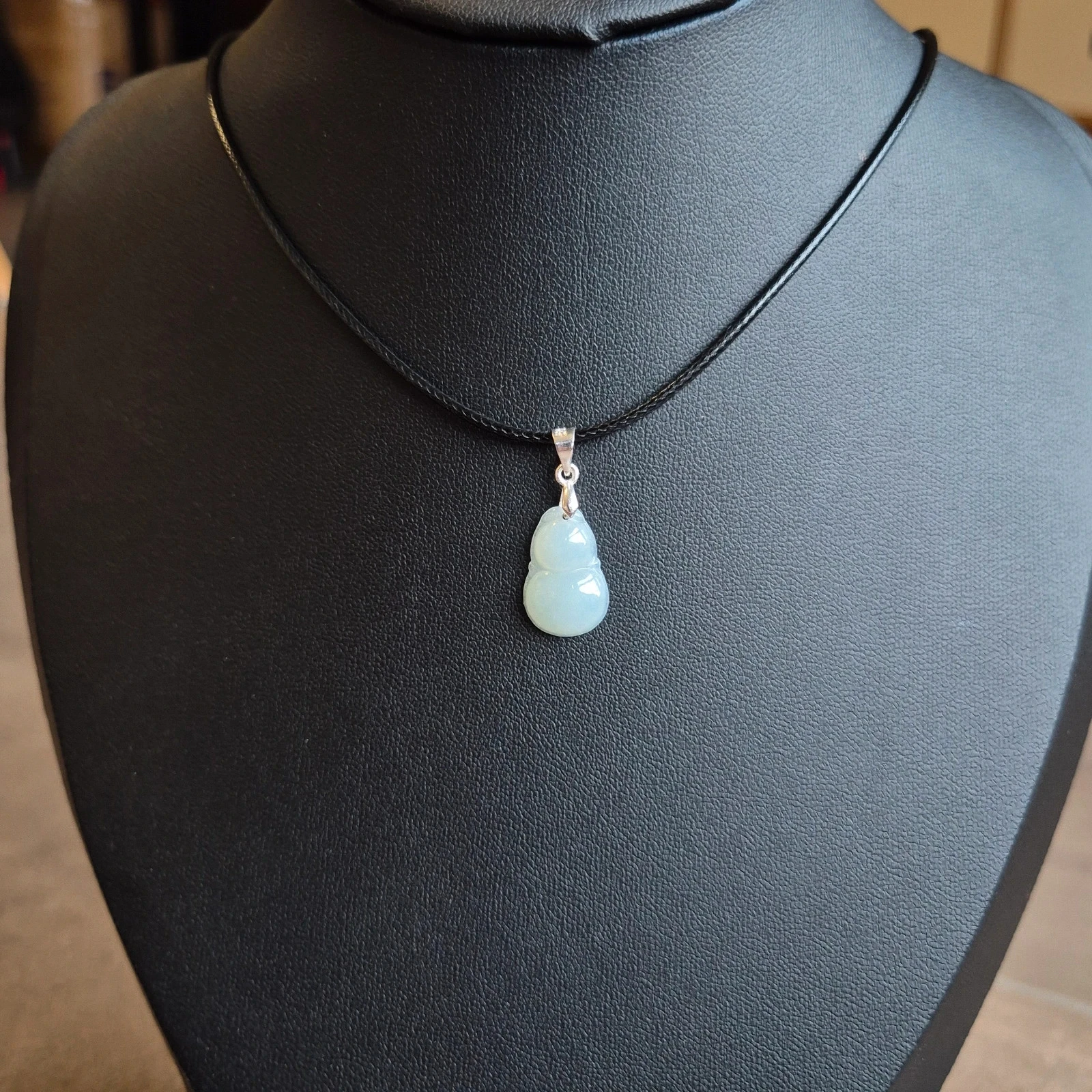#Natural no tratado tipo A jadeíta jade colgante con baño de oro de 18k y collar – photo 6